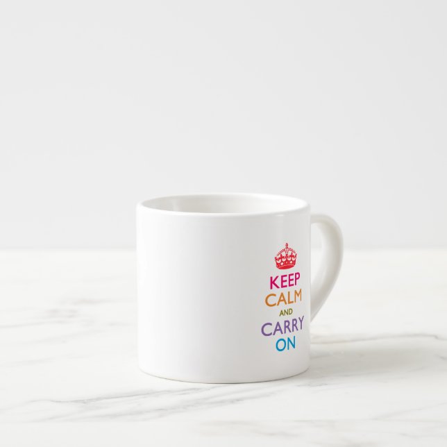 HALTEN SIE CALM UND TRAGEN SIE AUF mehrfarbig AUF Espressotasse (Vorderseite Rechts)