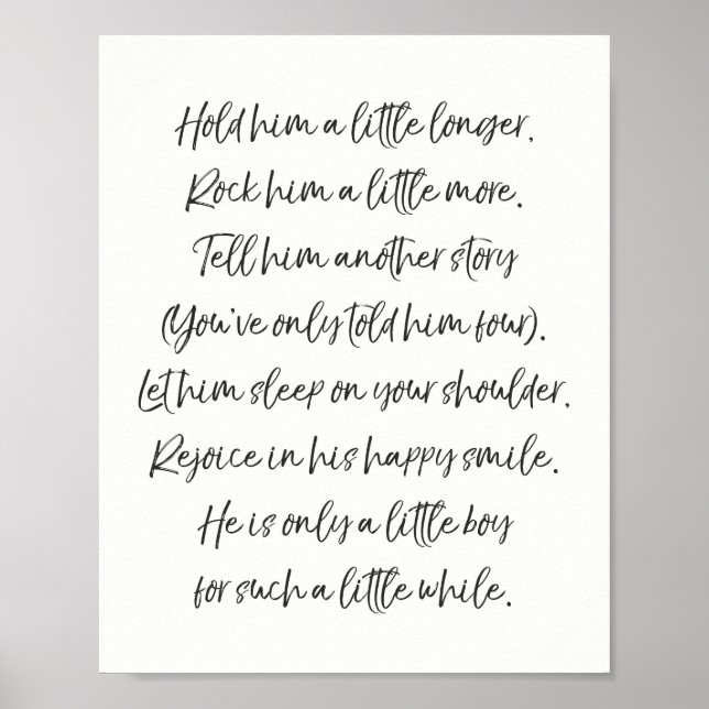 Halten Sie ihn Kinderzimmer drucken Boy Kinderzimm Poster (Vorne)