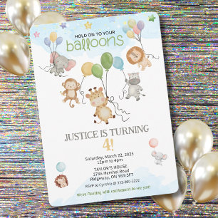 Halten Sie sich an Ihre Balloons Kindergeburtstag  Einladung