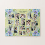 Halten Sie sich die Hochzeit Foto Collage Wasserfa<br><div class="desc">Dieses Sortiment für Hochzeitsszenarien enthält Orte für 16 Fotos, einen persönlichen Header, ihre Namen und das Datum. Die Einrichtung ist mit farbenfrohen Aquarellfarben in Blau- und Lavendeltönen auf einem neo-minten Hintergrund gestaltet. Ein sehr einzigartiges, romantisches Design und eine lustige, einfache Art und Weise, eine von einer Art Hochzeitsgedanken zu schaffen....</div>