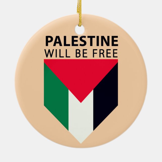 Haltung gegenüber Palästina, Flagge und Olivenbaum Keramik Ornament (Hinten)