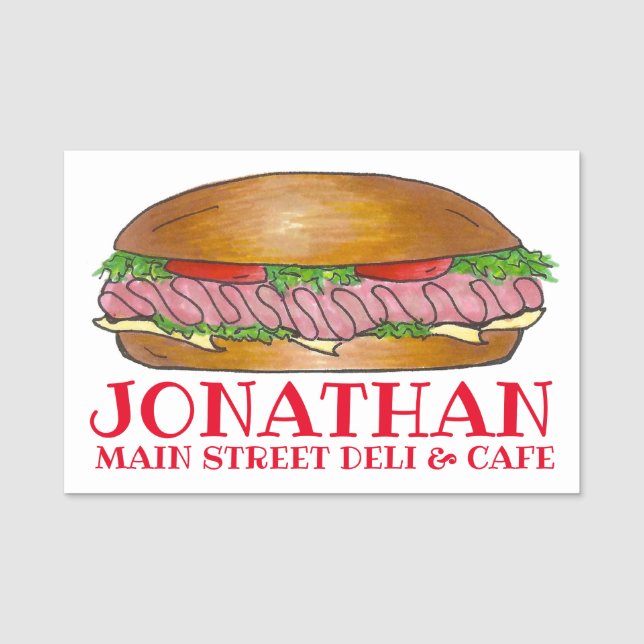 Ham Cheese Deli U-Boot Hoagie Sandwich Deli Namensschild (Vorderseite)