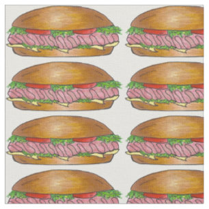 Ham Cheese Sub Hoagie U-Boot Sandwich Fabric Stoff