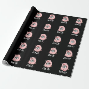 Ham gry Funny Animal Pig Pun Dark BG Geschenkpapier