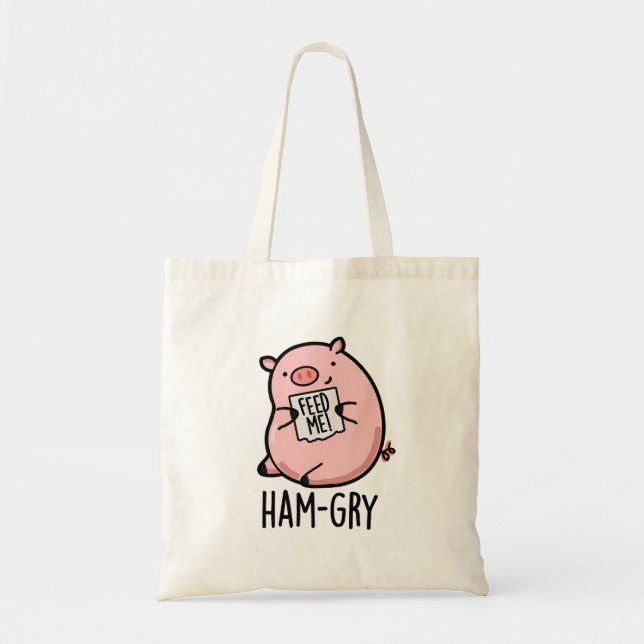 Ham-gry Funny Animal Pig Pun Tragetasche (Vorne)
