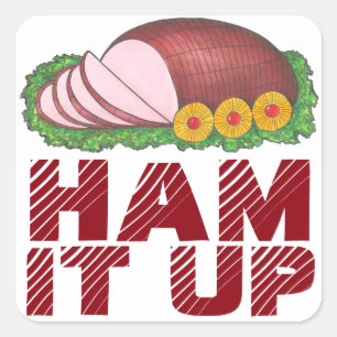 HAM IT UP Funny Holiday Foody Stickers de Noël