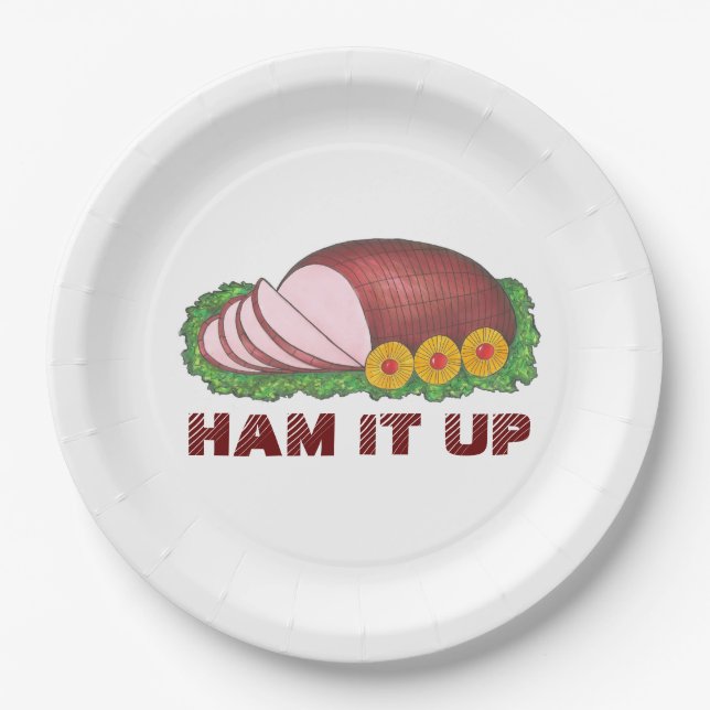 HAM IT UP Holiday Ham Weihnachtsabend Teller (Vorderseite)