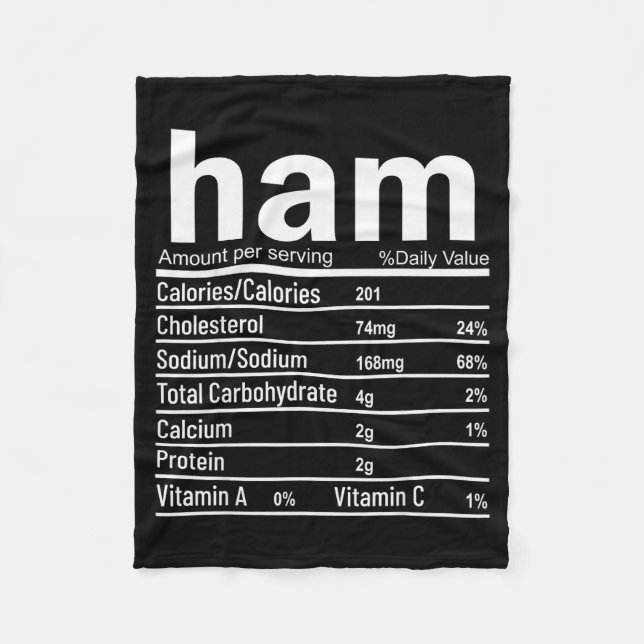 Ham Nutrition Facts Funny Thanksgiving Christmas F Fleecedecke (Vorderseite)