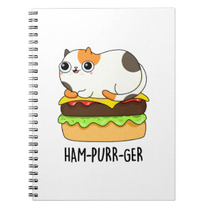 Ham-Purr-Ger Funny Cat Hamburger Pun Notizblock