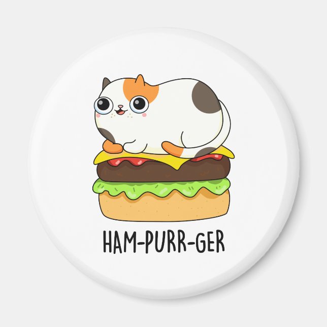 Ham-Purr-Ger Funny Kitty Cat Hamburger Pun Magnet (Vorne)