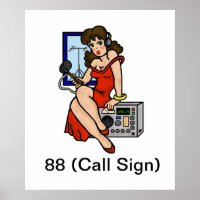 Ham Radio Brünett Button-up Girl Poster Anpassen S