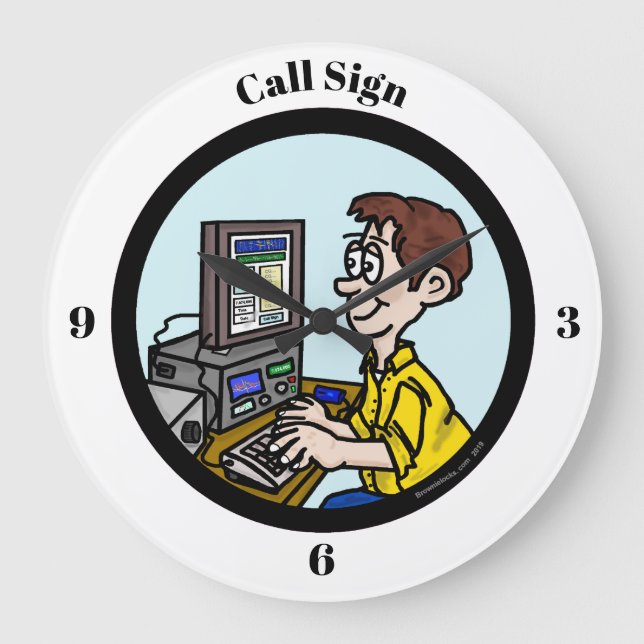 Ham Radio Digital Mode Operator Wall Clock Große Wanduhr (Vorderseite)