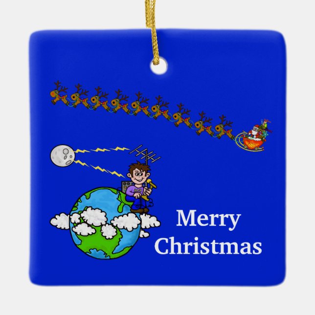 Ham Radio EME Weihnachtsdekoration Keramikornament (Vorderseite)
