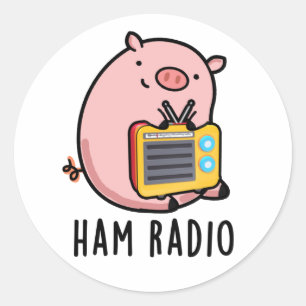 Ham Radio Funny Pig Pun Runder Aufkleber