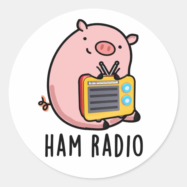 Ham Radio Funny Pig Pun Runder Aufkleber (Vorderseite)