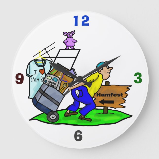 Ham Radio Hamfest Shopper Wall Clock Große Wanduhr (Vorderseite)
