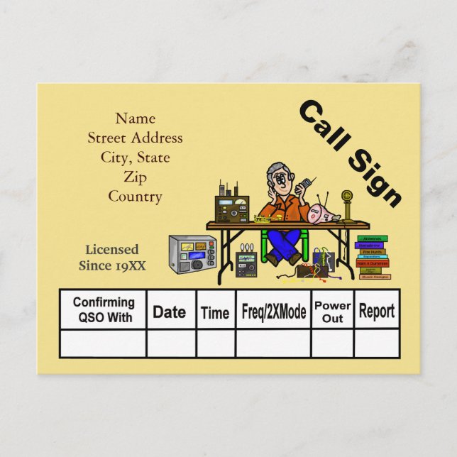 Ham Radio Hamfest Vendeur Carte QSL Personnaliser  (Devant)