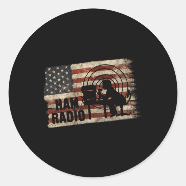 Ham Radio mit abgebrannter Fahne Amateur Ham Opera Runder Aufkleber (Vorderseite)