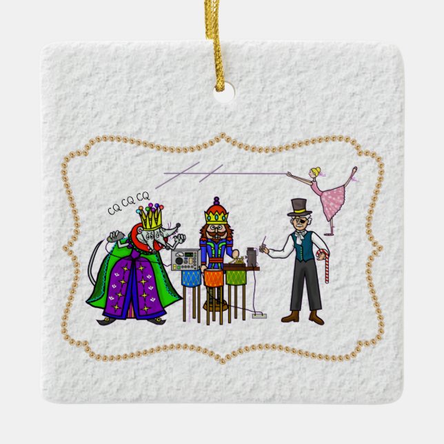 Ham Radio Nutcracker Weihnachtsdekoration Keramikornament (Vorderseite)