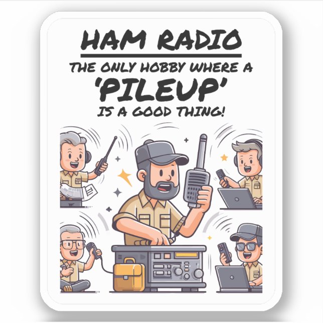 Ham Radio Operator Playful Cartoons Funny Hobby Aufkleber (Vorderseite)