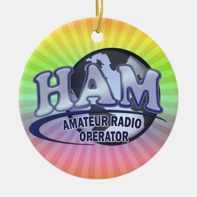 HAM WORLD LOGO Amateur Radio Keramik Ornament (Vorne)