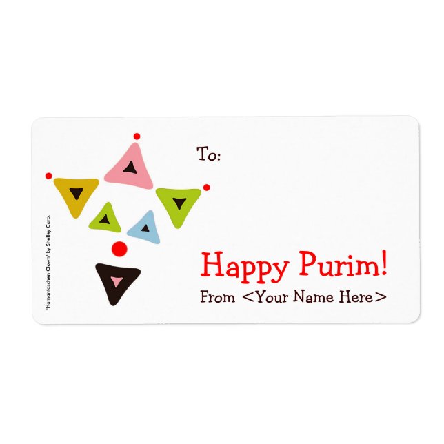 "Hamantaschen Clown" Mishloach Manot Labels (Vorne)