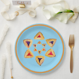 Hamantaschen Star Paper Plate für Purim Pappteller