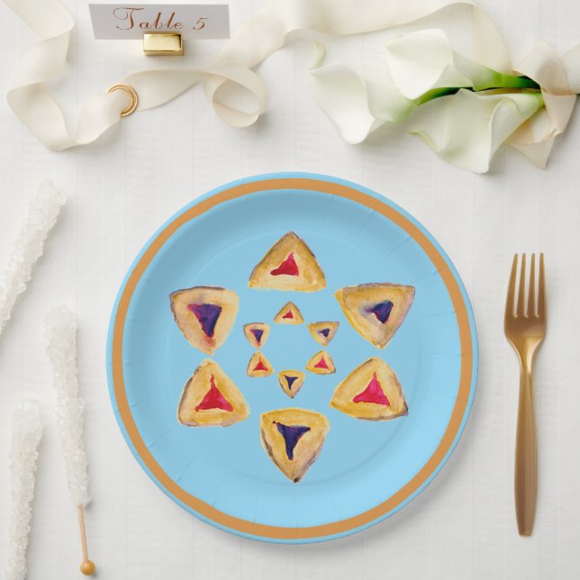 Hamantaschen Star Paper Plate für Purim Pappteller (Hochzeit)