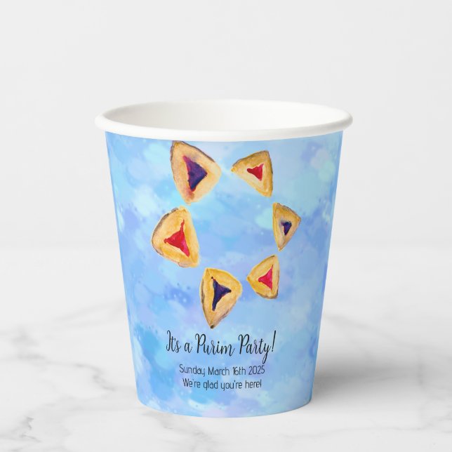 Hamantaschen Star Purim Party Pappbecher (Vorderseite)