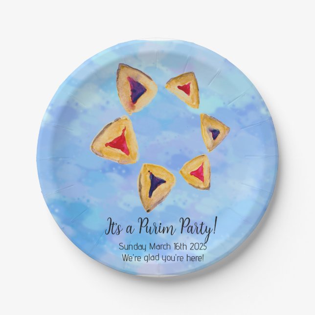 Hamantaschen Star Purim Party Pappteller (Vorderseite)