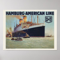 Hambourg-American Line Poster vintage 1925