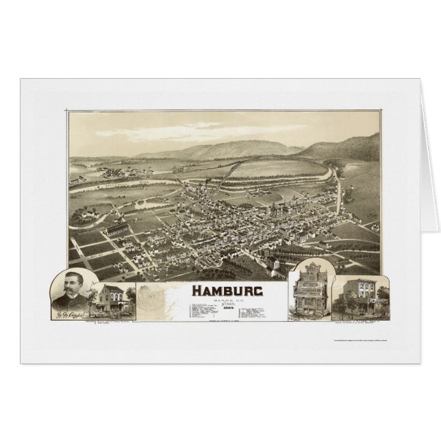 Hambourg, carte panoramique de PA - 1889 (Devant horizontal)