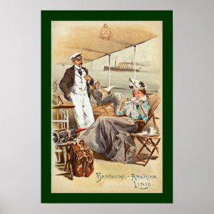 Hamburg-Amerika~SS Furst Bismark~Herren/Frauen auf Poster