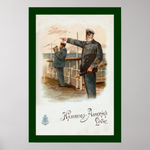 Hamburg-Amerika ~ SS Waldersee ~ Offiziere des Sch Poster