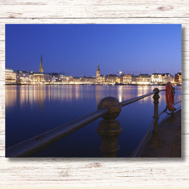 Hamburg Binnenalster blaue Stunde Postkarte
