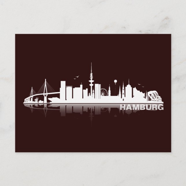 Hamburg City Skyline Postleitzahl Postkarte (Vorderseite)