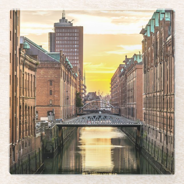 Hamburg CityScape Glasuntersetzer (Vorderseite)