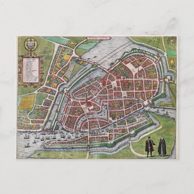 Hamburg Deutschland 1600 Plankarte Postkarte (Vorderseite)