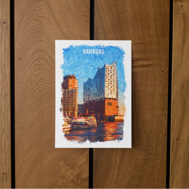 Hamburg Deutschland Elbphilharmonie Travel Postkarte (hamburg germany watercolor)