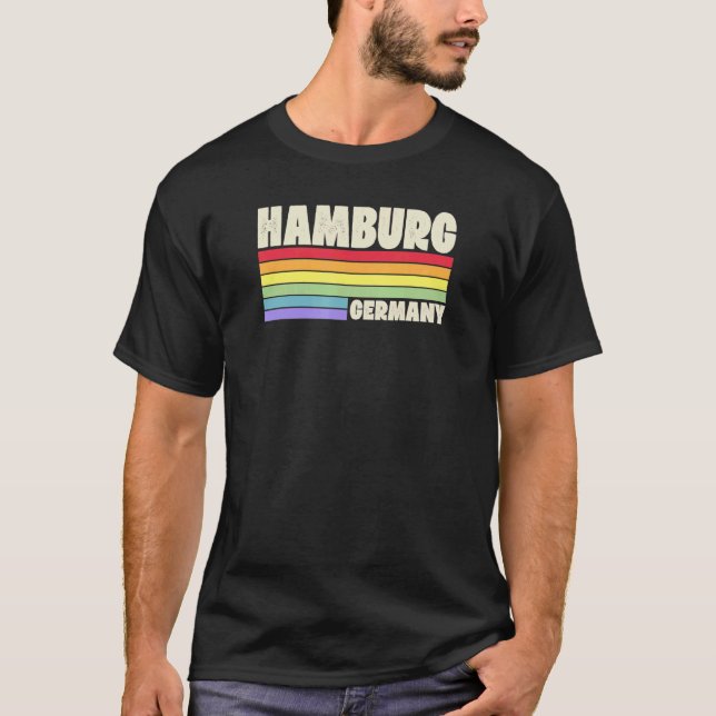 Hamburg Deutschland Rainbow Gay Pride Merch Retro  T-Shirt (Vorderseite)