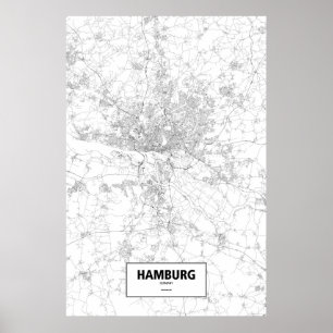 Hamburg, Deutschland (schwarz auf weiß) Poster
