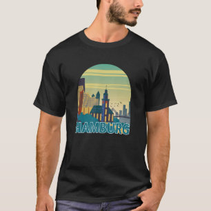 Hamburg Deutschland Skyline Silhouette Umriss Skiz T-Shirt