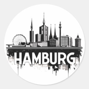 Hamburg Deutschland Skyline–Stadtbild Urbane Refle Runder Aufkleber