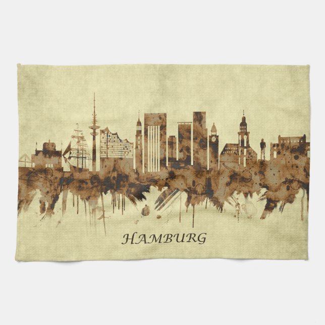 Hamburg Deutschland Stadt Geschirrtuch (Horizontal)