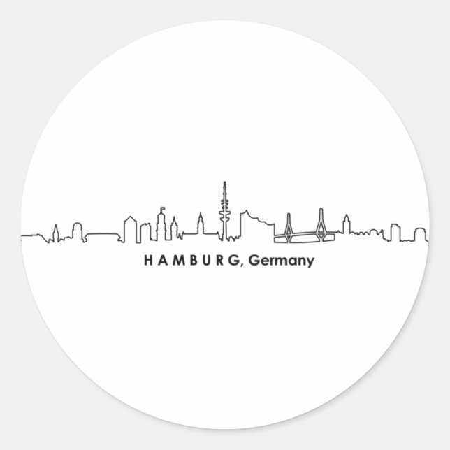 HAMBURG Elbe Deutschland City Skyline Silhouette Runder Aufkleber (Vorderseite)