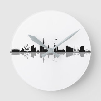 HAMBURG Elbe Deutschland Skyline-Silhouette Runde Wanduhr