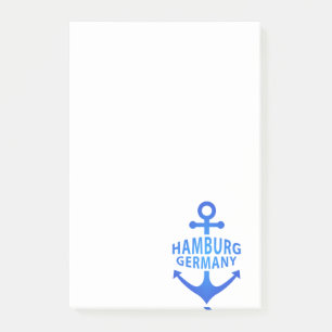 Hamburg Germany Blue Anchor Design Post-it Klebezettel