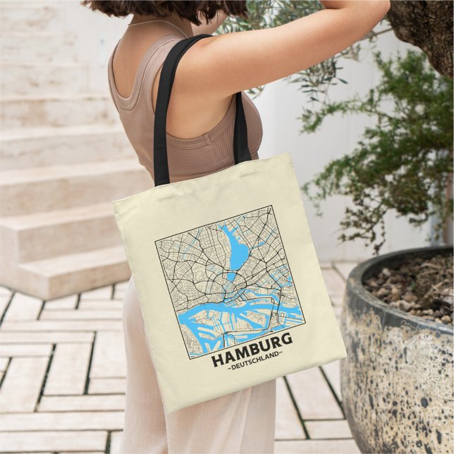 Hamburg, Germany City Map Tote Bag Tragetasche (Von Creator hochgeladen)