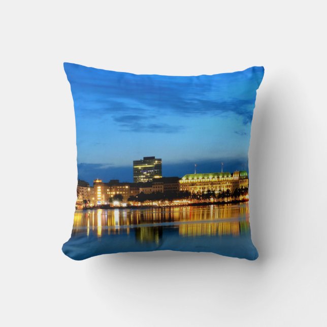 Hamburg Hafen Hafen Hafen Deutschland Alster Night Kissen (Vorderseite)