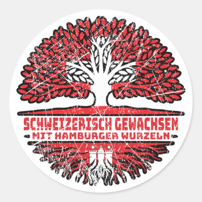 Hamburg Hamburger Schweizer Schweiz Baum Wurzel Runder Aufkleber (Vorderseite)